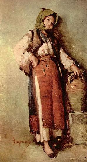 Nicolae Grigorescu Bauerin mit Krug oil painting image